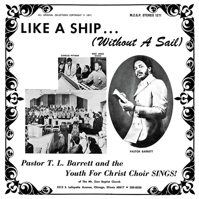 Pastor T. L. Barrett And The Youth For Christ Choir – Like A Ship... (Without A Sail) (Clear/Black Splatter)